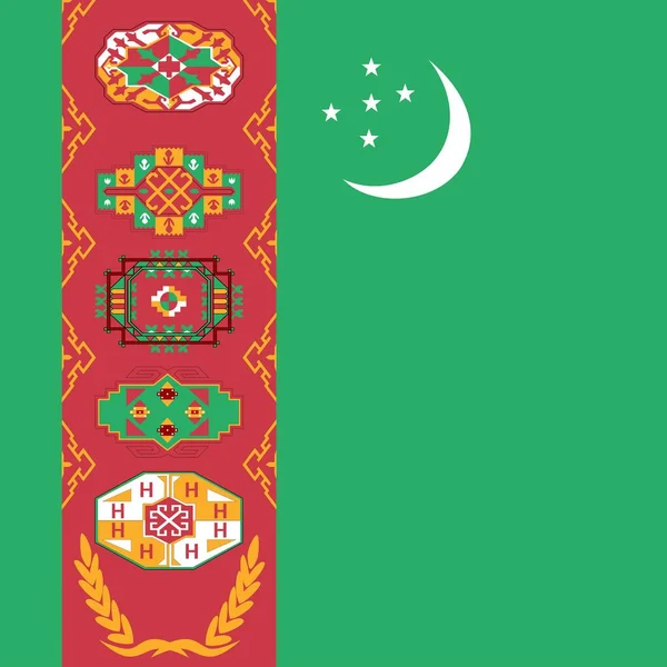 Oficiální Státní Vlajka Turkmenistánu — Stock fotografie
