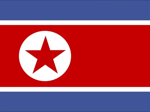 Bandeira Nacional Oficial República Popular Democrática Coreia Coreia Norte Ásia — Fotografia de Stock