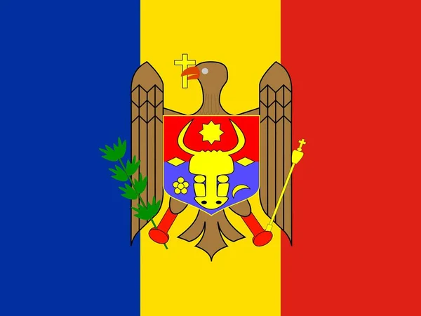 Republiken Moldaviens Moldaviens Europas Officiella Nationella Flagga — Stockfoto