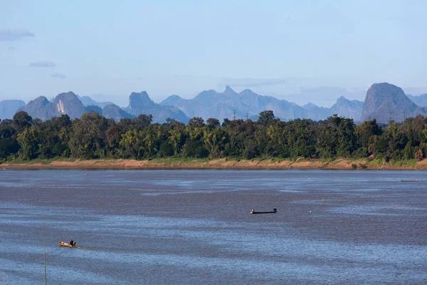 Uitzicht Grens Rivier Mekong Naar Karst Bergen Laos Nakhon Phanom — Stockfoto