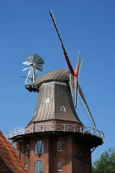 Wehbers Mhle Windmill Galeriehollnder Niederschsische Mhlenstrae Himmelpforten Lower Saxony Germany — стокове фото