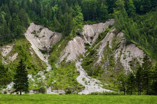 Halkade Sluttningar Jorderosion Ribach Valley Karwendel Naturreservat Tyrolen Österrike Europa — Stockfoto