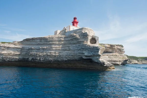 Bonifacio Deniz Feneri Korsika Fransa Avrupa — Stok fotoğraf