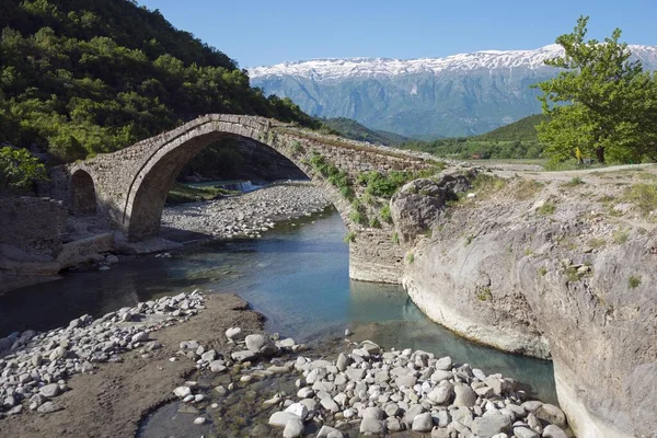 Ottomanska Stenvalvbron Ura Katiut Floden Lengarica Benja Albanien Europa — Stockfoto