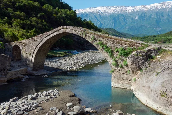 Osmanische Steinbogenbrücke Ura Katiut Fluss Lengarica Benja Albanien Europa — Stockfoto