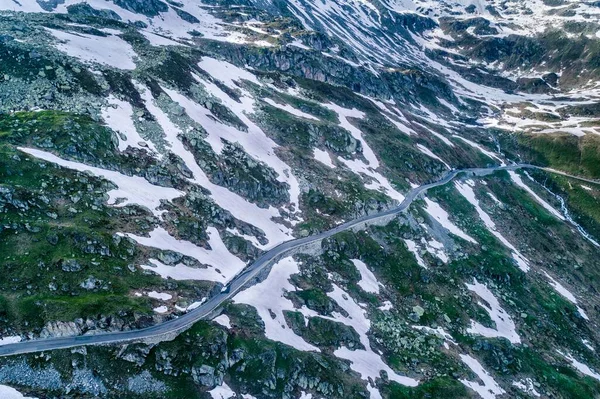 瑞士Uri州Urserent Furkapass山口公路的空中景观 — 图库照片