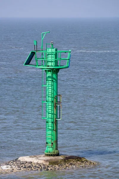 Standplaats Mast Nautisch Bord Haventoegang Norddeich Norden Oost Friesland Nedersaksen — Stockfoto
