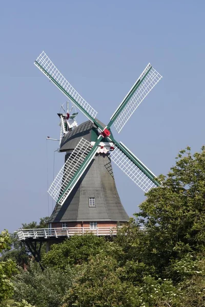 Galerie Holländer Windmühle Greetsiel Krummhörn Ostfriesland Niedersachsen Deutschland Europa — Stockfoto