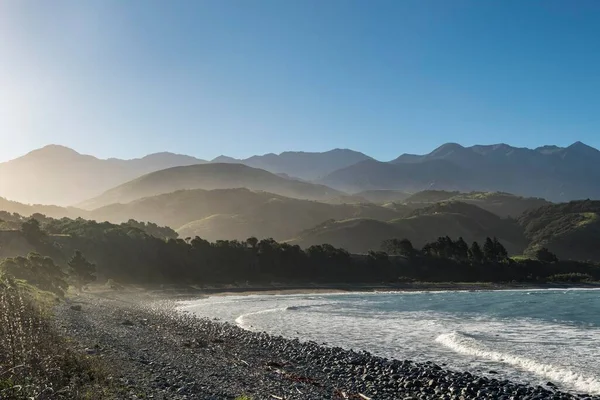 Playa Kaikoura Cordillera Kaikoura Kaikoura Canterbury Nueva Zelanda Oceanía — Foto de Stock