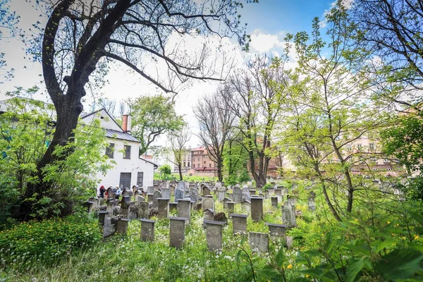 Historisk Remuh Kyrkogård Kazimierz Distriktet Krakow Polen Europa — Stockfoto