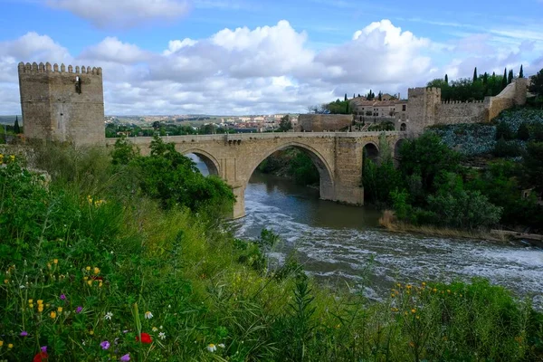 Puente San Martin Híd Tajo Folyó Felett Toledo Castilla Mancha — Stock Fotó