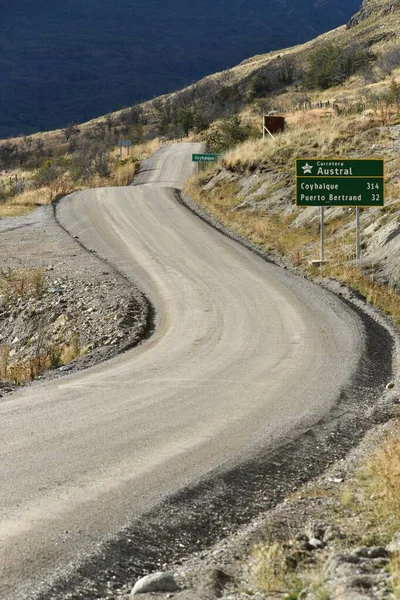 Avsnitt Carretera Austral Med Kurvor Ruta Ch7 Panamericana Highway Mellan — Stockfoto