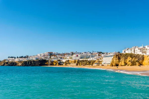 Breiter Sandstrand Stadtbild Albufeira Algarve Portugal Europa — Stockfoto