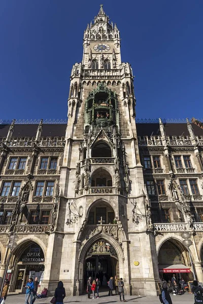 Новая Ратуша Неоготическая Башня 1909 Мюнхен Upper Bavaria Бавария Германия — стоковое фото