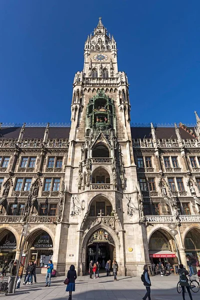 Nieuw Stadhuis Neogotische Toren 1909 München Opper Beieren Beieren Duitsland — Stockfoto