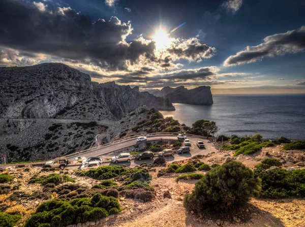 Прибрежный Пейзаж Вечернее Время Cap Formentor Майорка Балеарские Острова Испания — стоковое фото