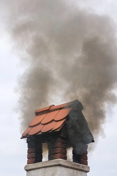 Dark Smoke Chimney Bavaria Germany Europe — Stock Photo, Image