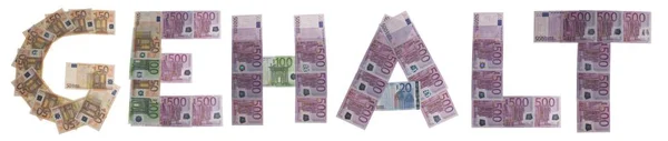 Wynagrodzenie Gehalt Zapisane Banknotami — Zdjęcie stockowe
