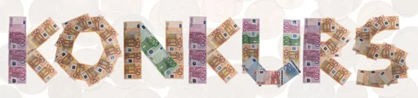 Konkurs Iflas Banknotlarla Yazılmış — Stok fotoğraf