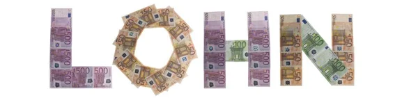 Lohn Salarios Escrito Con Billetes Banco — Foto de Stock