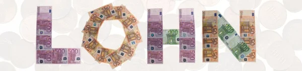 Lohn Maaşlar Banknotlarla Yazılmış — Stok fotoğraf