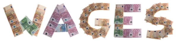 Löhne Mit Banknoten Geschrieben — Stockfoto