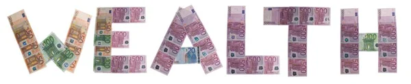 Reichtum Mit Banknoten Geschrieben — Stockfoto