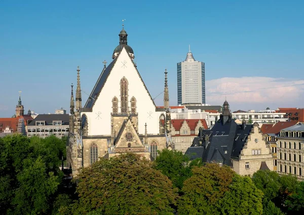 Церковь Святого Фомы Городской Небоскреб Озил Саксония Германия Европа — стоковое фото