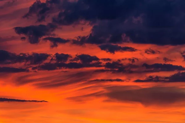 Nuvens Céu Vermelho Noite Após Pôr Sol Alemanha Europa — Fotografia de Stock