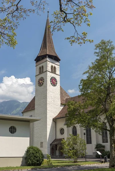 Protestant Church Schlosskirche Interlaken Switzerland Europe — Stock Photo, Image