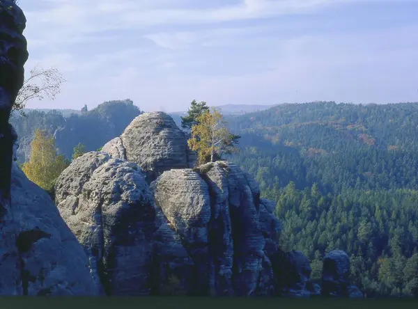 Góry Piaskowca Łaby Bastei Saksonia Niemcy Europa — Zdjęcie stockowe