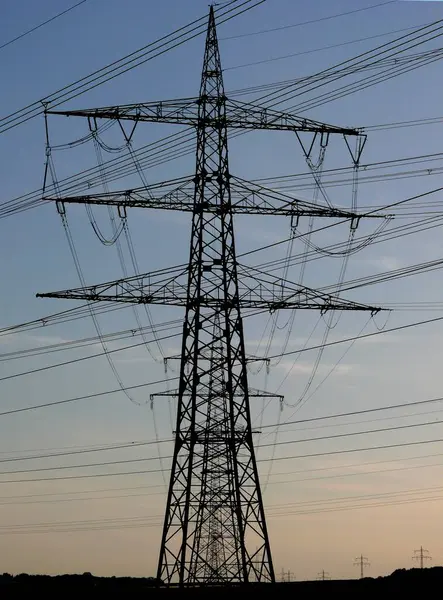 Power Pylons Overhead Lines Power Supply — Stock Photo, Image