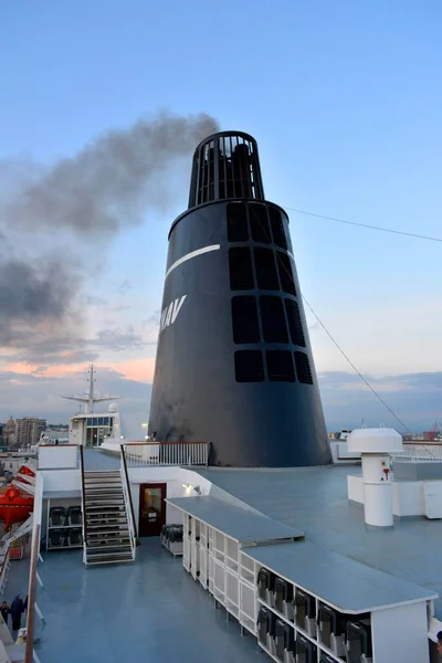 Italy Italia Tirrenia Ferryboat Exhaust Fumes Fireplace Europe — Stock Photo, Image