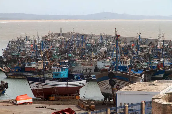 Рыбацкая Лодка Гавани Сувейра Атлантическом Побережье Марокко — стоковое фото