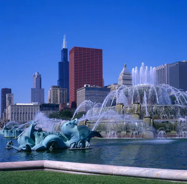 Usa Illinois Chicago Buckingham Fontän Grant Park Nordamerika — Stockfoto