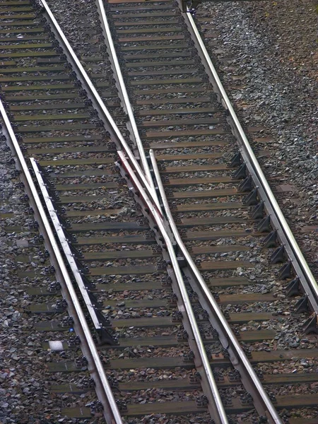 Railway Rails Track Switch — Stock Photo, Image