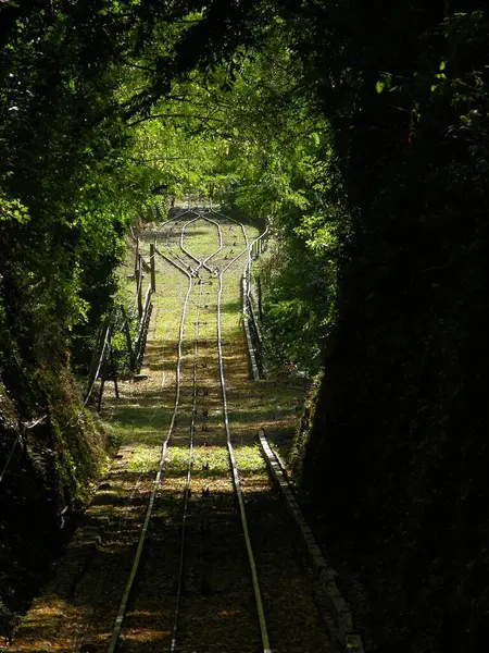 Demiryollarında Cableway Funicular Demiryolu Montecatini Alto Nun Dağ Köyüne Giden — Stok fotoğraf