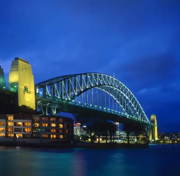 Avustralya Nsw Sydney Harbour Köprüsü Gece Okyanusya — Stok fotoğraf