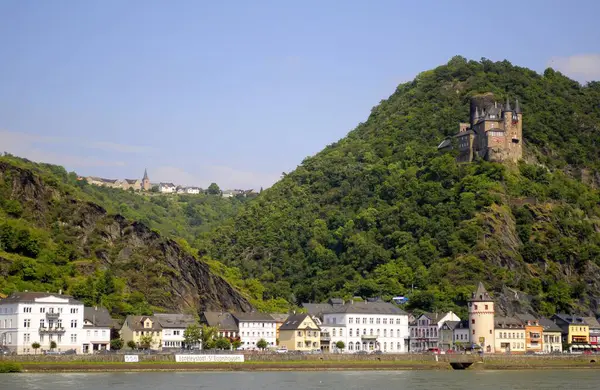 Renania Palatinado Rin Navegación Castillo Cerca Goarshausen Rhine Ferry Loreley —  Fotos de Stock