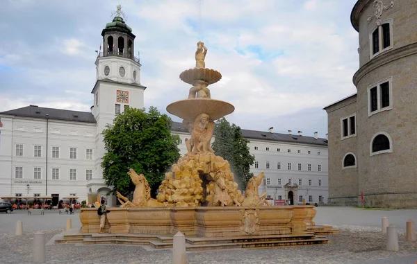 Austria Salzburg Church Fountain New Residence Europe — Stock Photo, Image