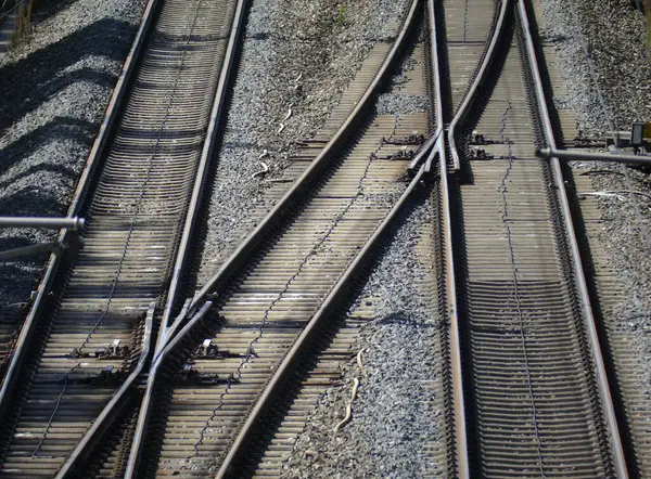 Demiryolu Rayları Demiryolu Anahtarları Kontrol Merkezi — Stok fotoğraf