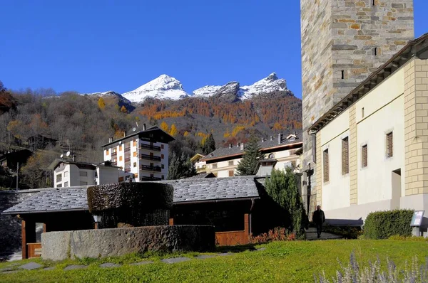 Talya Sesia Alagna Yakınlarındaki Vadi Piedmont Monte Rosa Massif Kilise — Stok fotoğraf