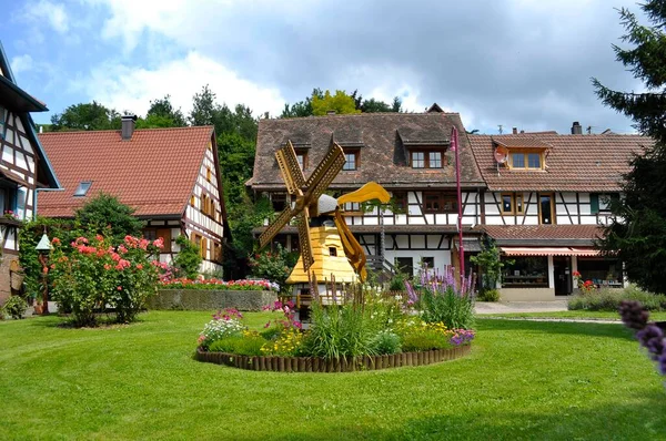 North Black Forest Loffenau Windmill Garden Half Timbered Houses — Stock Photo, Image