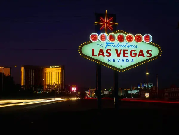 Las Vegas Teken Nachts Strip Las Vegas Nevada Verenigde Staten — Stockfoto