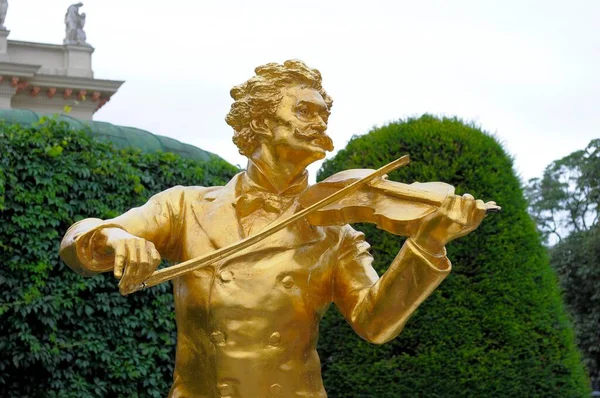 Johann Strauss Gold Johann Strauss Monument Vienna City Park Austria — Stock Photo, Image