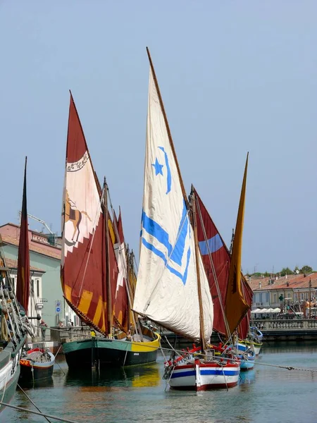 Italien Emilia Romagna Cesenatico Vid Adriatiska Havet Hamnen Gamla Segelbåtar — Stockfoto