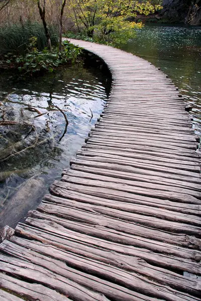 Promenady Prowadzą Przez Park Narodowy Jeziora Plitwickie Chorwacja — Zdjęcie stockowe