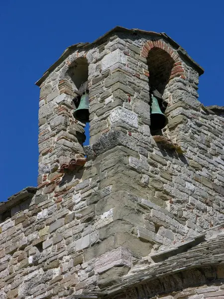 Колокольня Церковь Старая Каменная Церковь Средиземноморский Архитектурный Стиль Сан Лео — стоковое фото