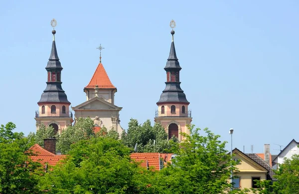 Ludwigsburg Pazar Meydanı Ndaki Kilise Oberderdingen Deki Pazar Meydanı Ndaki — Stok fotoğraf