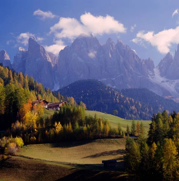 Hösten Villntal Geisler Toppar Sydtyrolen Italien Dolomiterna Europa — Stockfoto